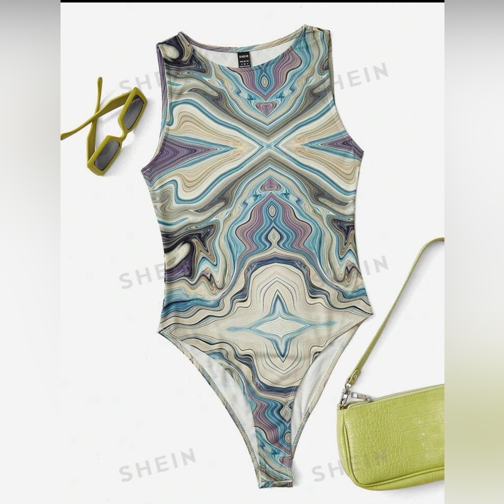 Super Cute!! Marble Print Tank Bodysuit!!!